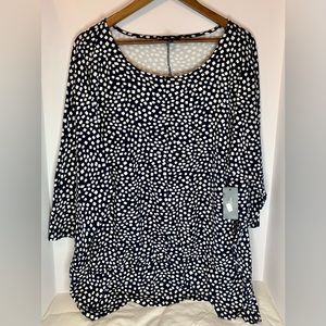 NWT ALFANI Coastal Mode Women’s Blouse Size 4X Navy and White